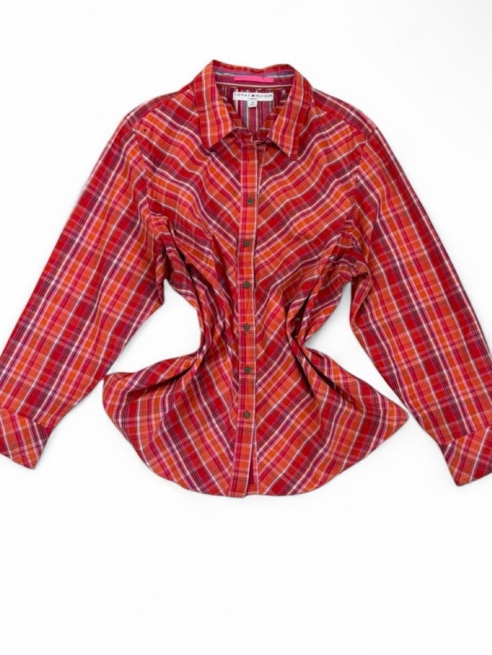 Tommy Hilfiger Red, Orange & White Plaid Button-Up Longsleeve